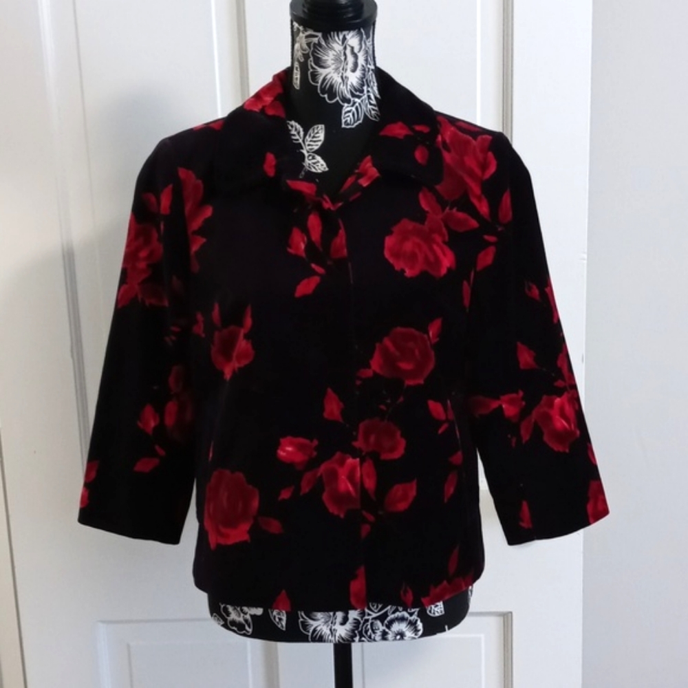 🌺Talbots🌺 - Floral Velvet Jacket